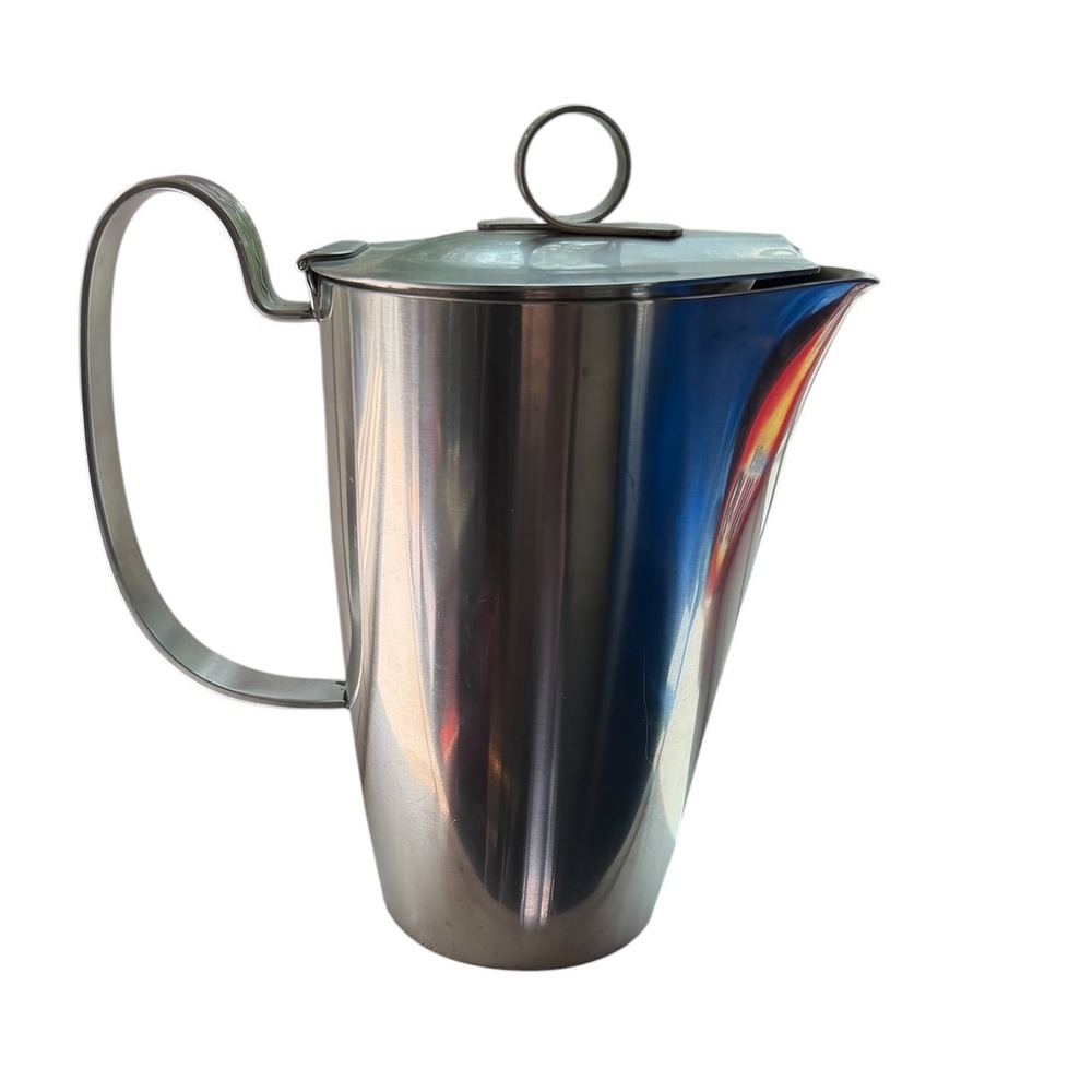 Vtg 60s MCM Ranka-Royal Swedish Coffee Pitcher Stainless Steel Hollowware Gense